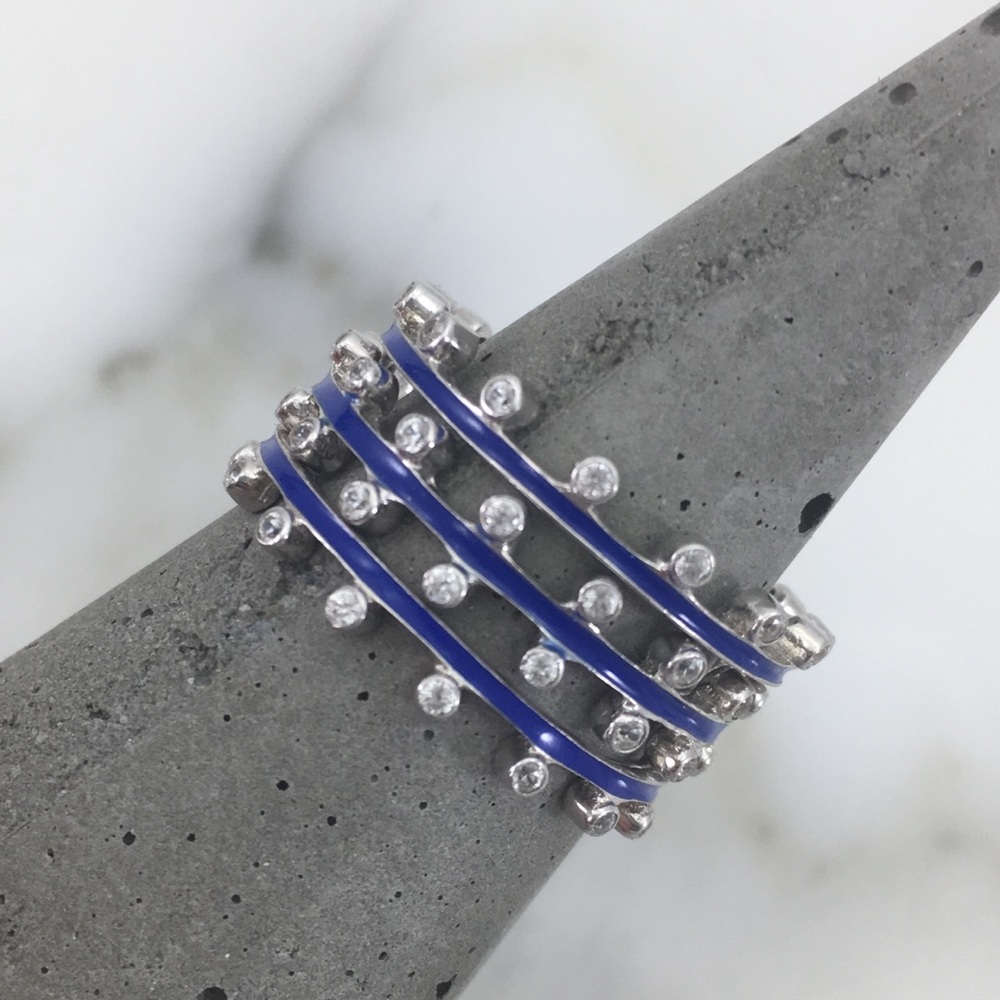 Enamel CZ Stack Rings 3pc - Hidalgo 💙 multi looks
